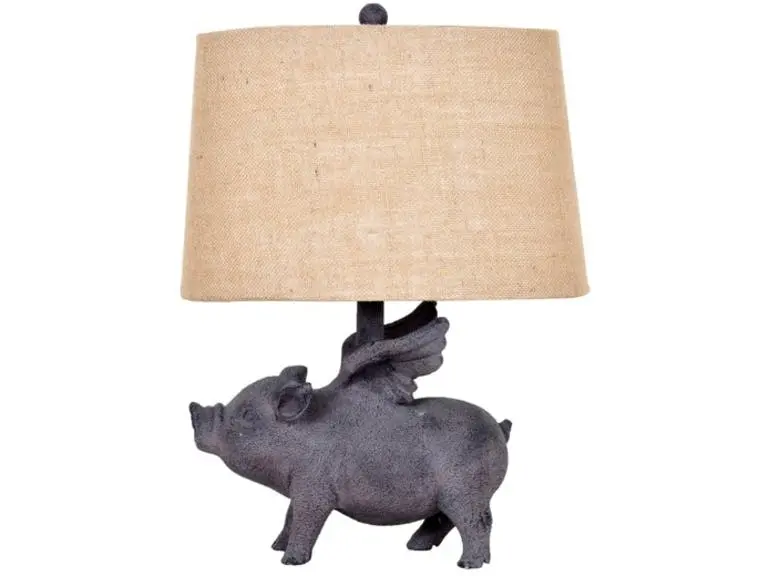 Hogs Fly Table Lamp – Vintage Motorcycle Motif Lamp With Detailed Artisan Craftsmanship 1