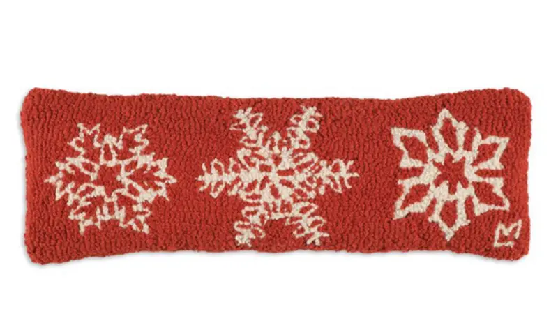 Icy Flakes Winter Design Hooked Wool Pillow 1