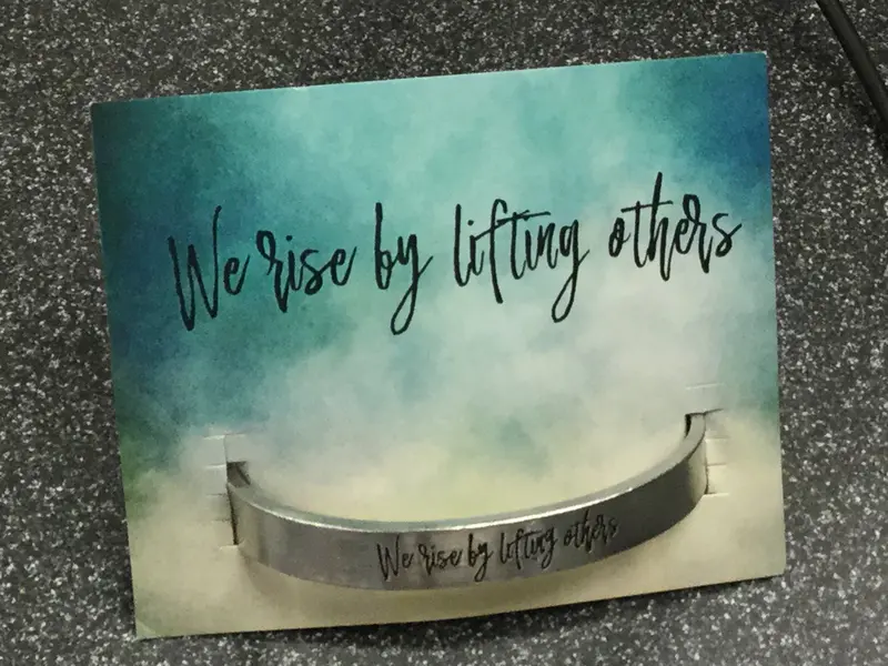Inspirational Cuff Bracelet – 'We Rise By Lifting Others' 1