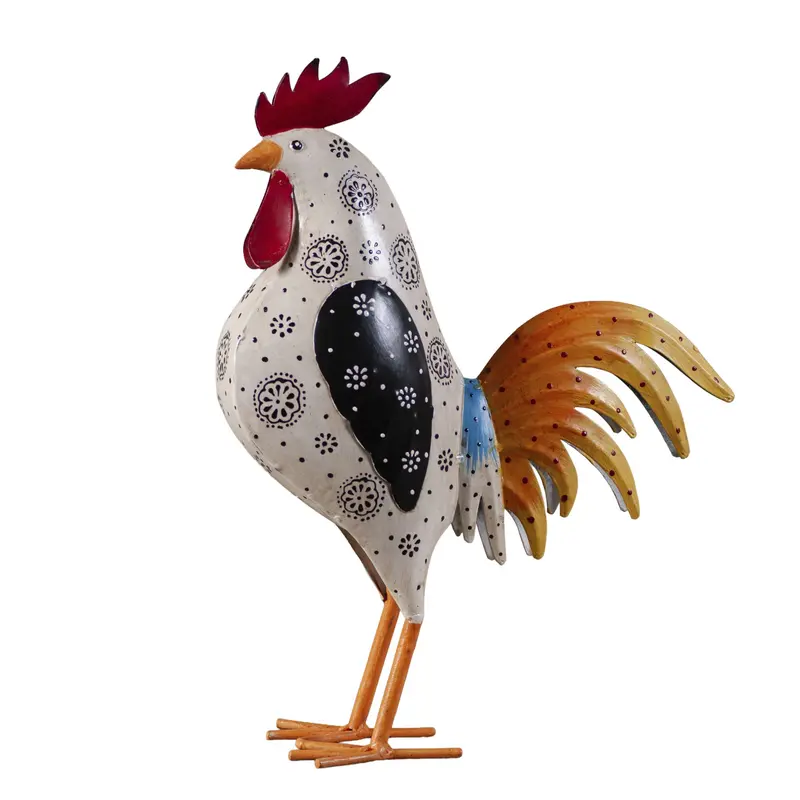 Irvin'S Tinware Hand-Painted Cast Iron Rooster Decor 1