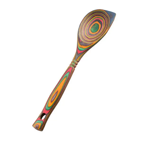 Island Bamboo Rainbow Pakka Corner Spoon – 12" Precision Angled Utensil 1
