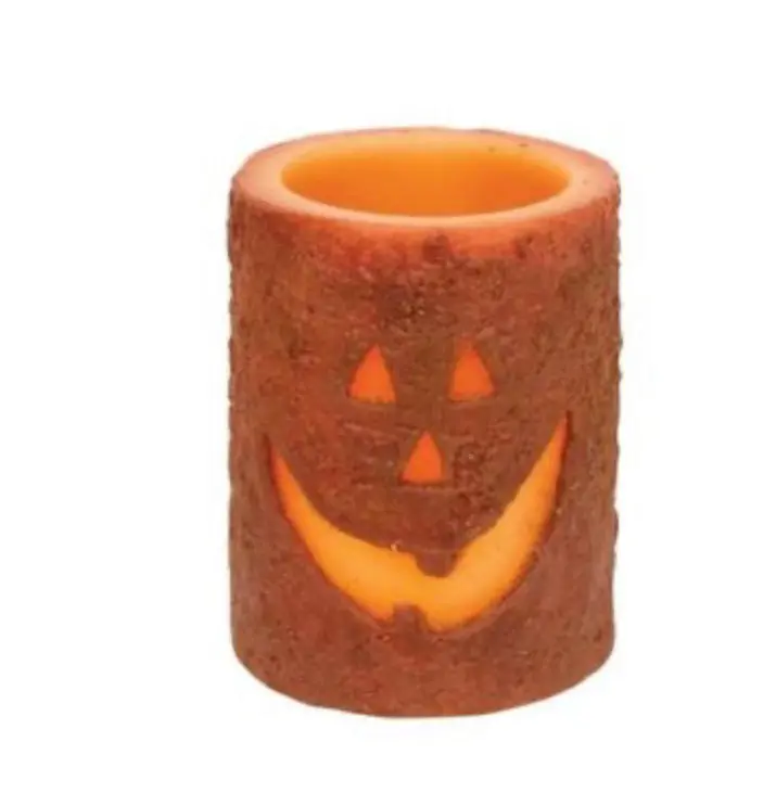 Jack-O’-Lantern Pillar Candle – 3X4 Inch Halloween Glow 1