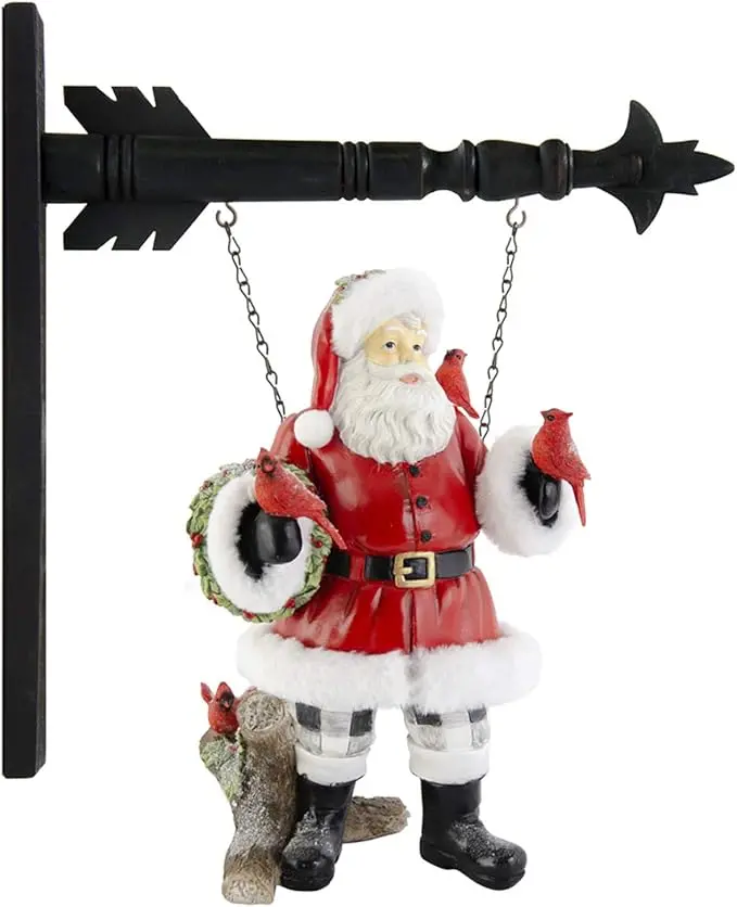 K&K Interiors Fur-Trimmed Santa Arrow Replacement – 15", Red Resin 1