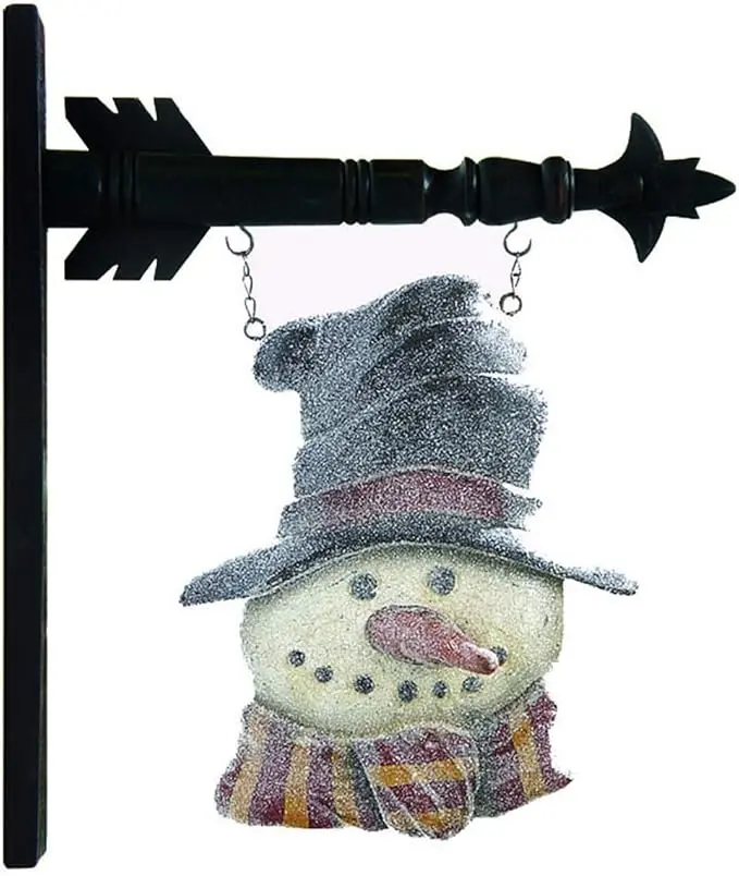 K&K Interiors Glitter Snowman Arrow Replacement – Top Hat Design, White & Black 1