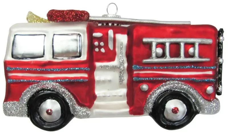 Krebs Fire Truck Ornament – Hand-Painted Collectible Figurine 1