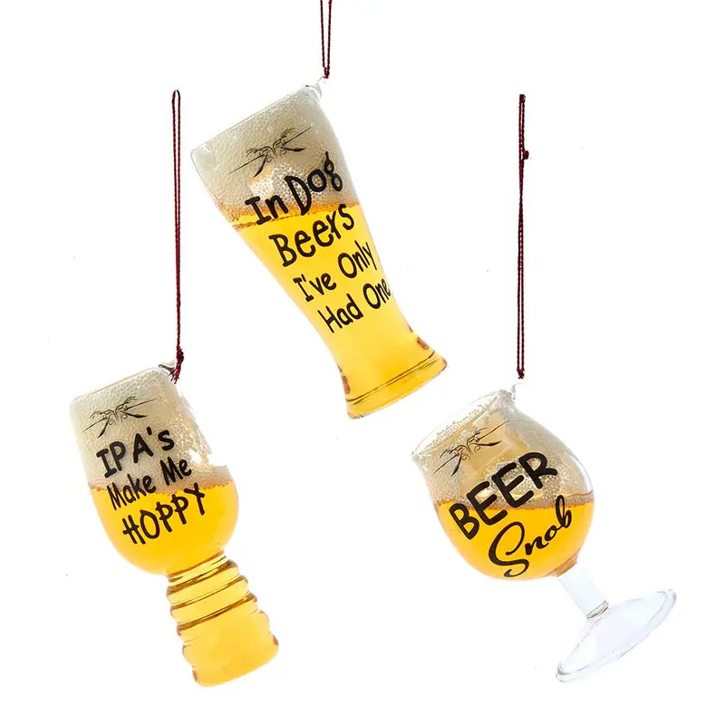 Kurt S. Adler Assorted Beer Glass Ornaments – 3.3 To 4 Inch Set Of 3 1