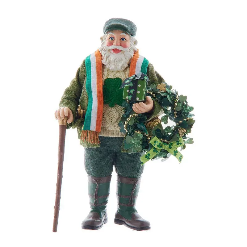 Kurt S. Adler Fabriché Musical Irish Santa Ornament With Wreath – 10.5 Inches 1