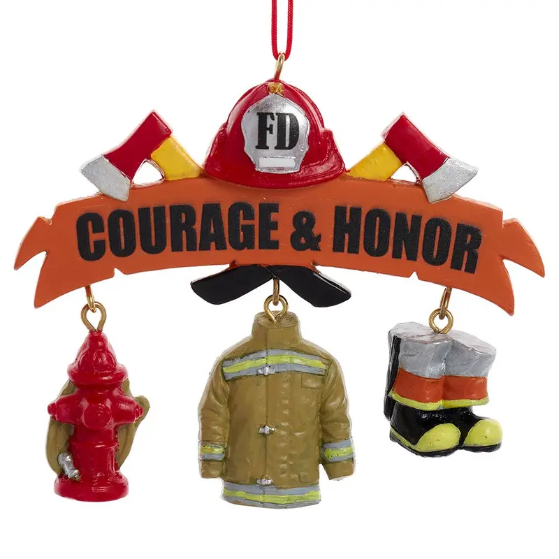 Kurt S. Adler Firefighter Dangle Ornament – 4-Inch Resin Figurine 1