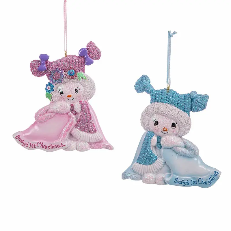 Kurt S. Adler First Snow Kid Ornament With Blanket – 4.125-Inch Baby Keepsake 1
