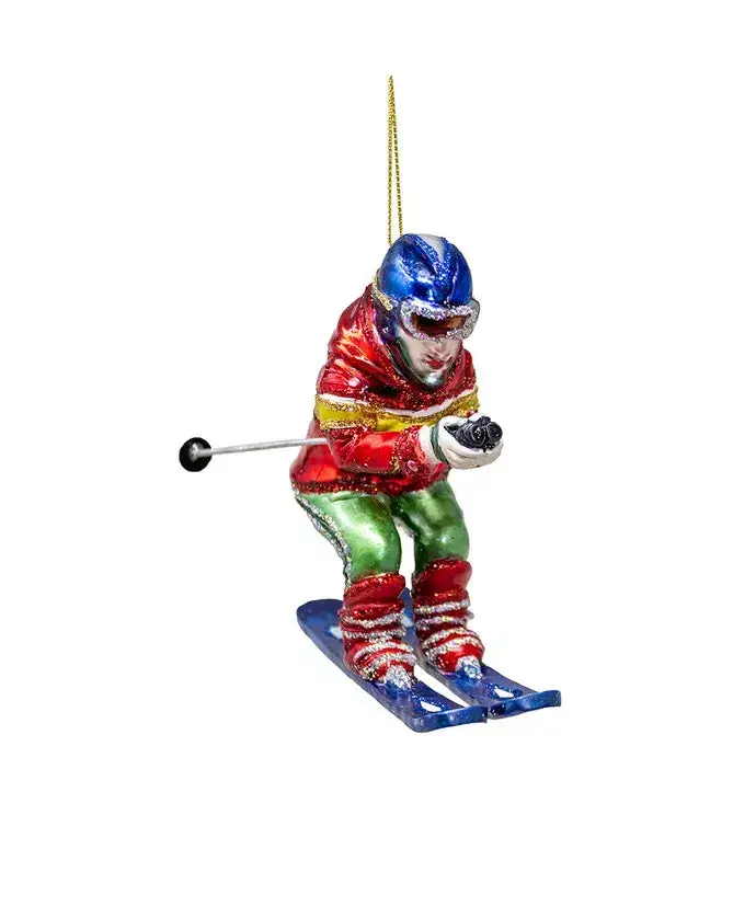 Kurt S. Adler Glass Skier Ornament – 4.3" 1