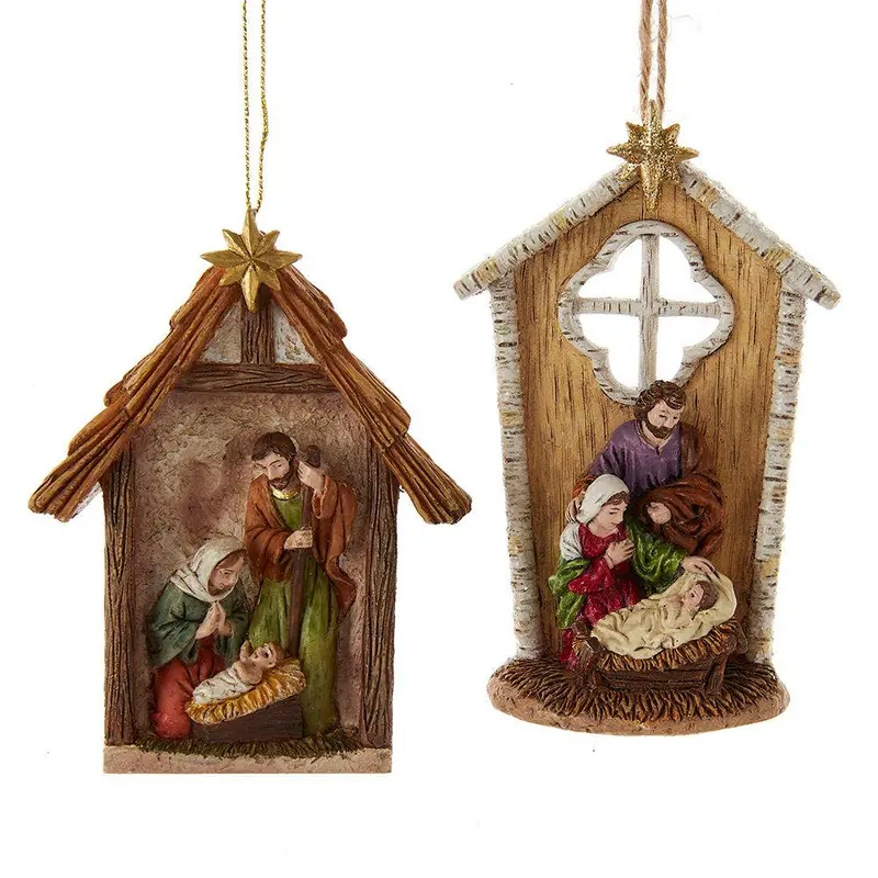 Kurt S. Adler Nativity Family Ornament Set – Two Assorted Religious Figurines 1