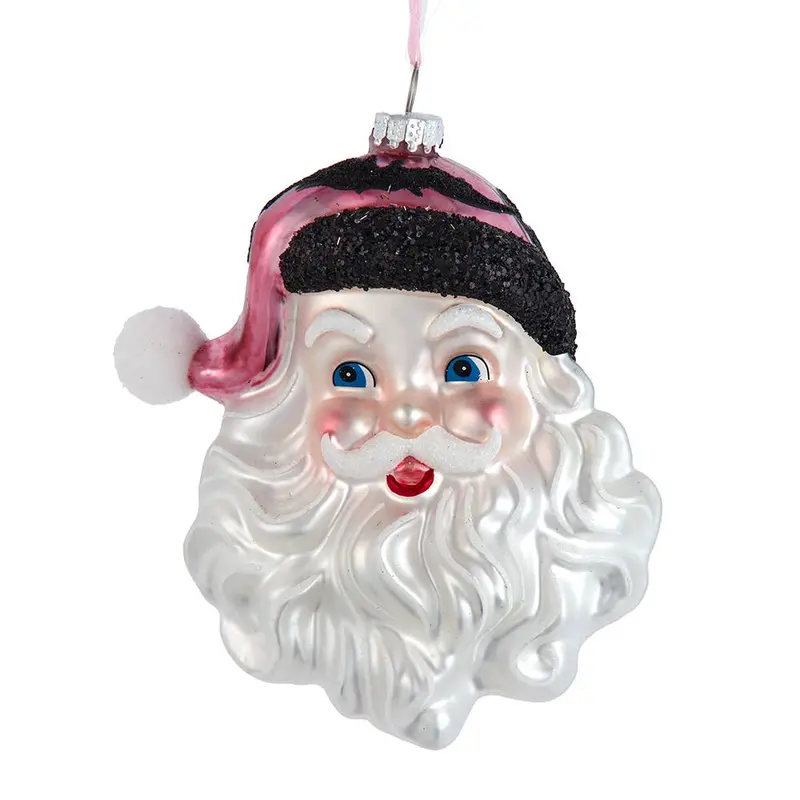 Kurt S. Adler Pink Santa Head Glass Ornament – 5.25 Inches 1
