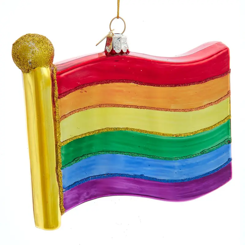 Kurt S. Adler Pride Flag Glass Ornament – 4.5 Inch Noble Gems Design 1