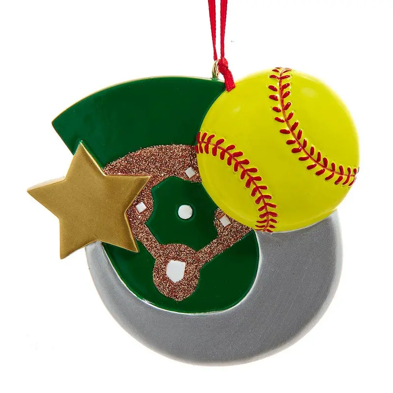 Kurt S. Adler Resin Softball Ornament – 3.5", Customizable 1