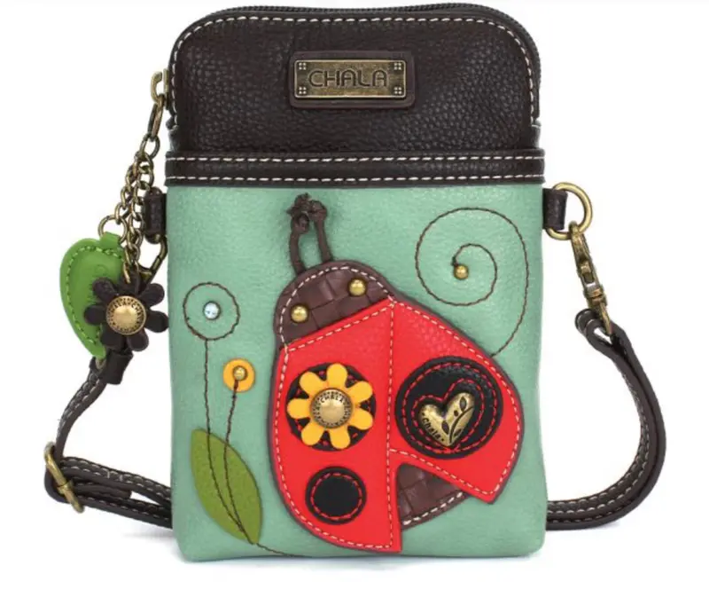 Ladybug-Themed Cell Phone Crossbody – Teal Accented Carrier 1