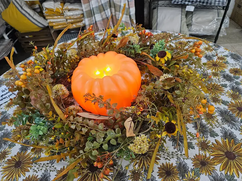 Large Carved Pumpkin Led Candle – 8X6 Inch Moving Flame 1