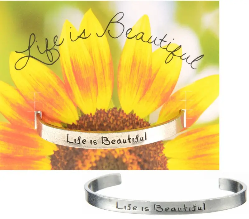 Life Is Beautiful Inspirational Cuff Bracelet 1