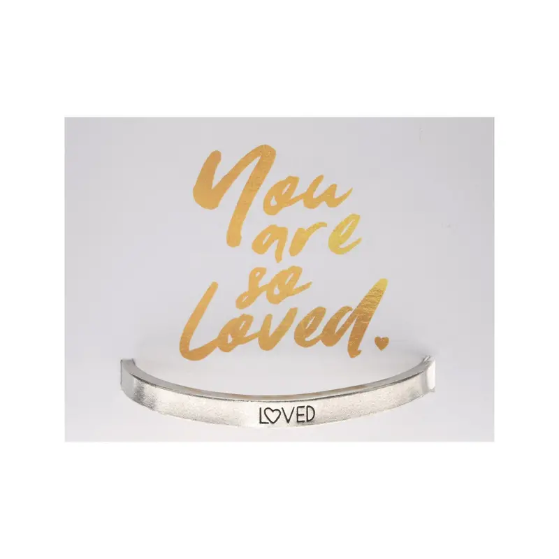'Loved' Minimalist Quotable Cuff Bracelet 1