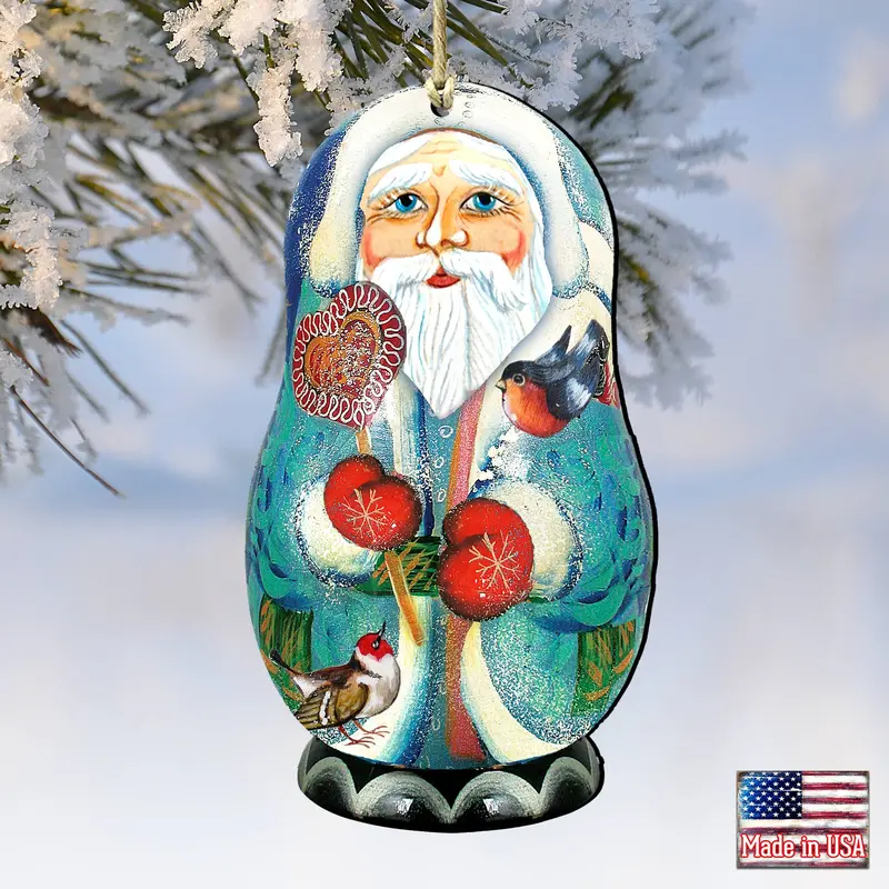 Matryoshka-Inspired Santa Wooden Ornament – G. Debrekht Handcrafted Series 1