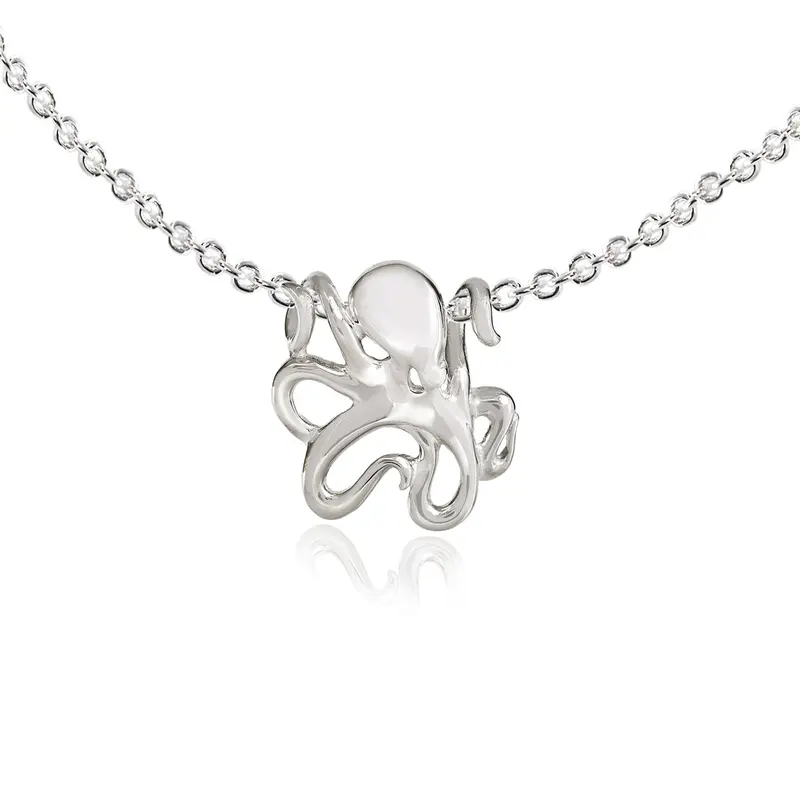 Mini "Leggs" Octopus Sterling Silver Pendant Necklace 1