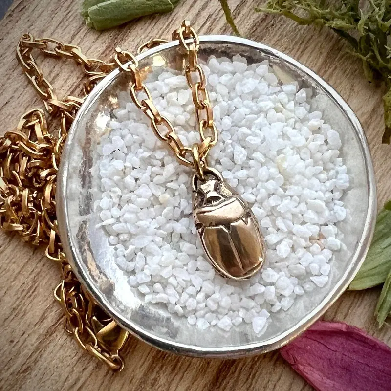 Minimalist Scarab Beetle Gold-Tone Necklace – 18-Inch Brass, Johnnygirl 1