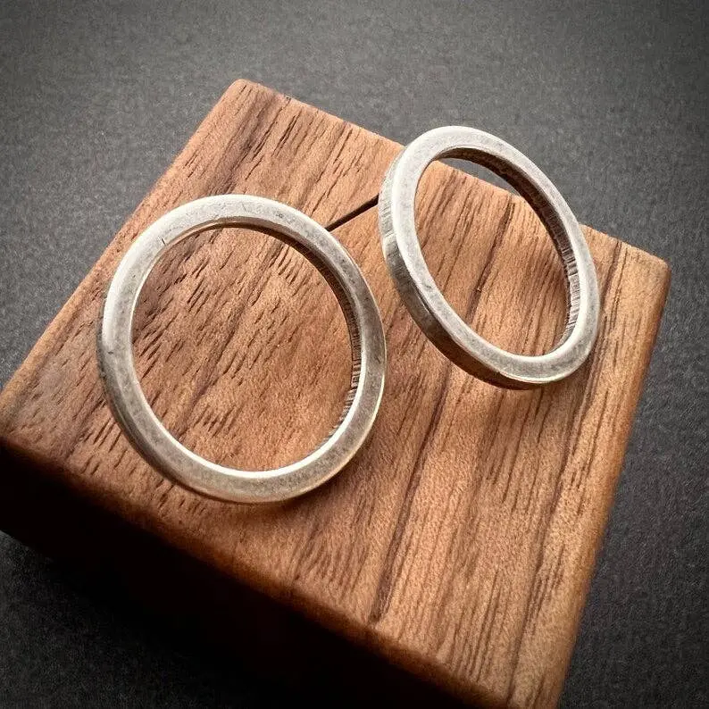 Minimalist Silver Circle Post Earrings – Large Hoop Or Stud Style, Johnnygirl 1