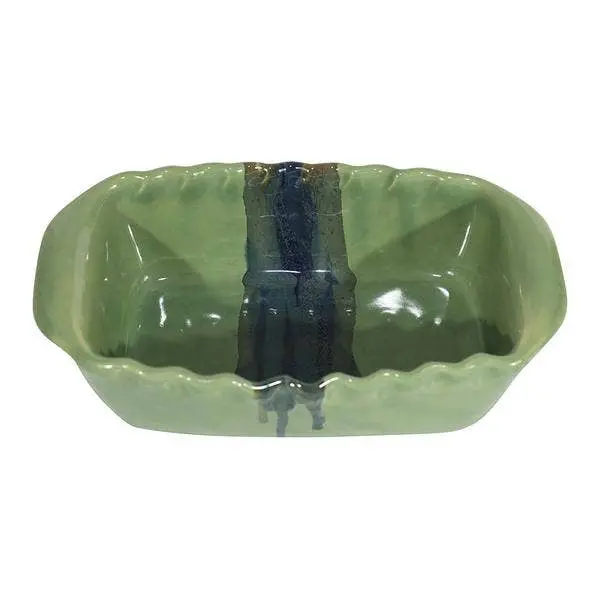 Misty Green Loaf Pan With Recipe – Clay In Motion Stoneware 1