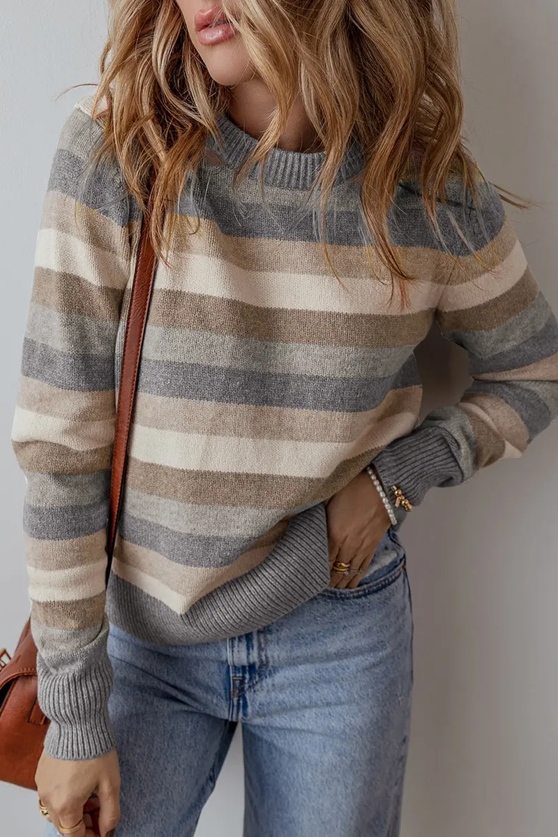 Modern Color-Block Striped Sweater 1