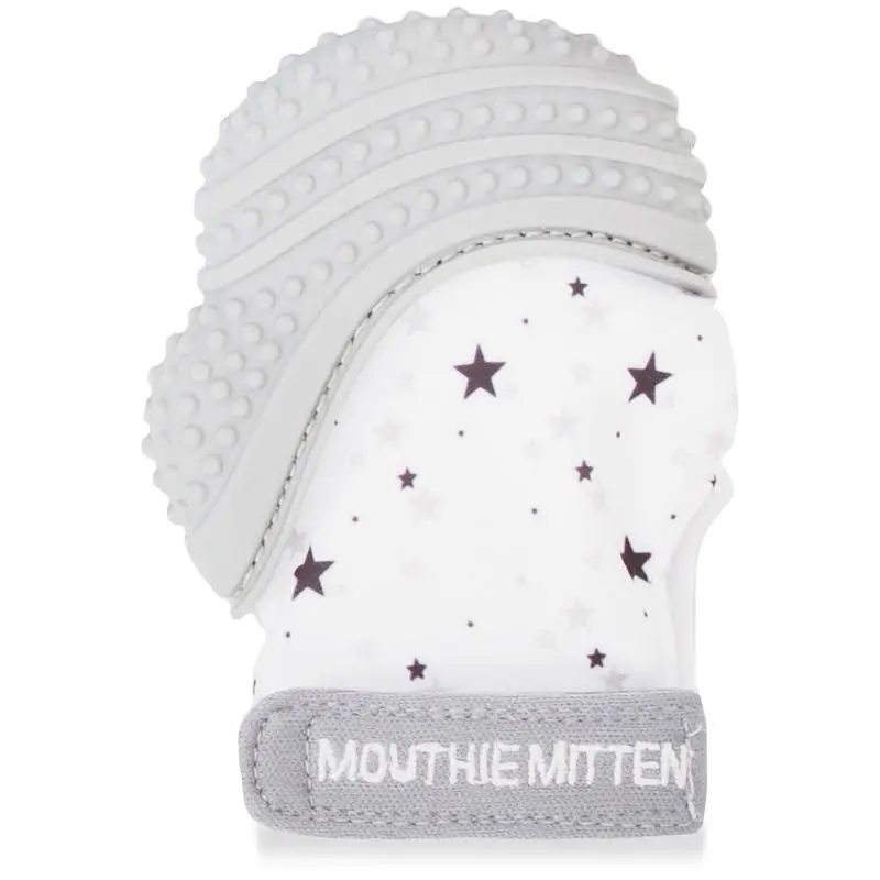 Munch Mitt Grey Star Texture Infant Teething Mitten 1