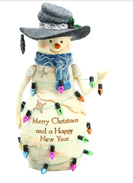 New Year Snowman Ornament – 6" Illuminated Figurine With Warm White String Lights 1