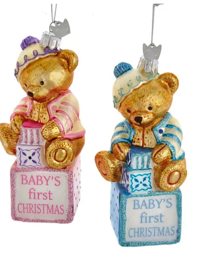 Noble Gems Glass Baby Bear Ornament – ‘Baby’S First Christmas’ Keepsake 1