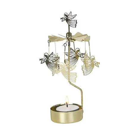 Nordic Dreams Gold Flying Angel Candle Holder – Rotating Tea Light Stand 1