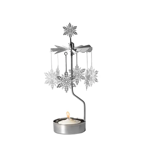 Nordic Dreams Snow Star Candle Holder – Rotating Tea Light Decor 1