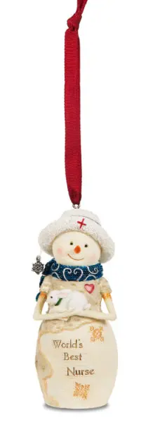 Nurse Snowwoman Ornament – 4" Holiday Figurine Holding A Bunny 1