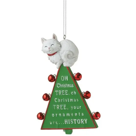 Oh Christmas Tree Cat Ornament – Whimsical Resin Feline Holiday Decor 1