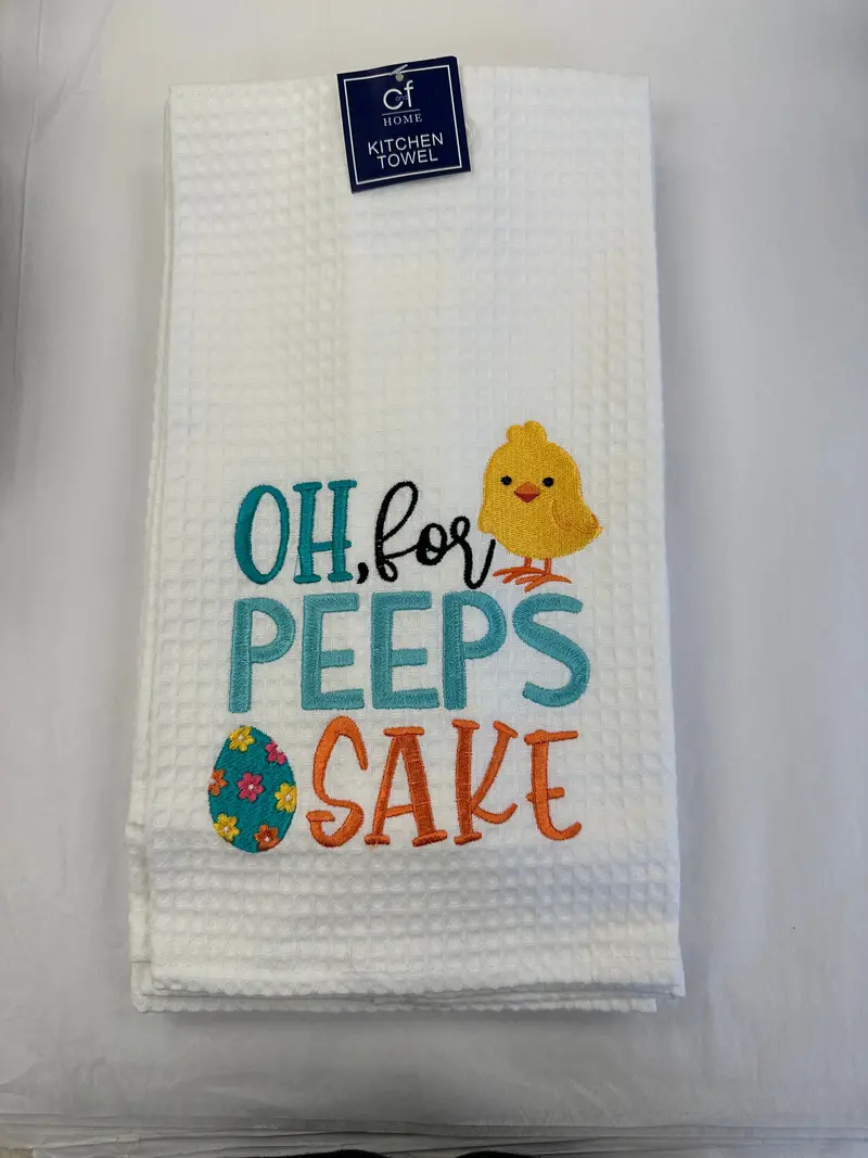 'Oh For Peep'S Sake' Kitchen Towel – Whimsical Easter Design 1
