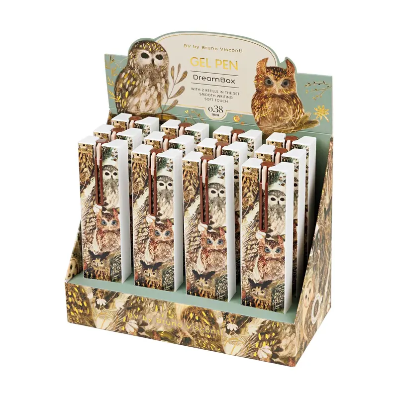 Owl-Themed Dreambox Gel Click Pen – Gift-Boxed Stationery By Bv Bruno Visconti 1