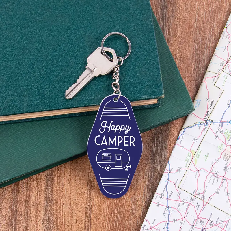 P. Graham Dunn Happy Camper Engraved Keychain – Rustic Outdoor Theme 1