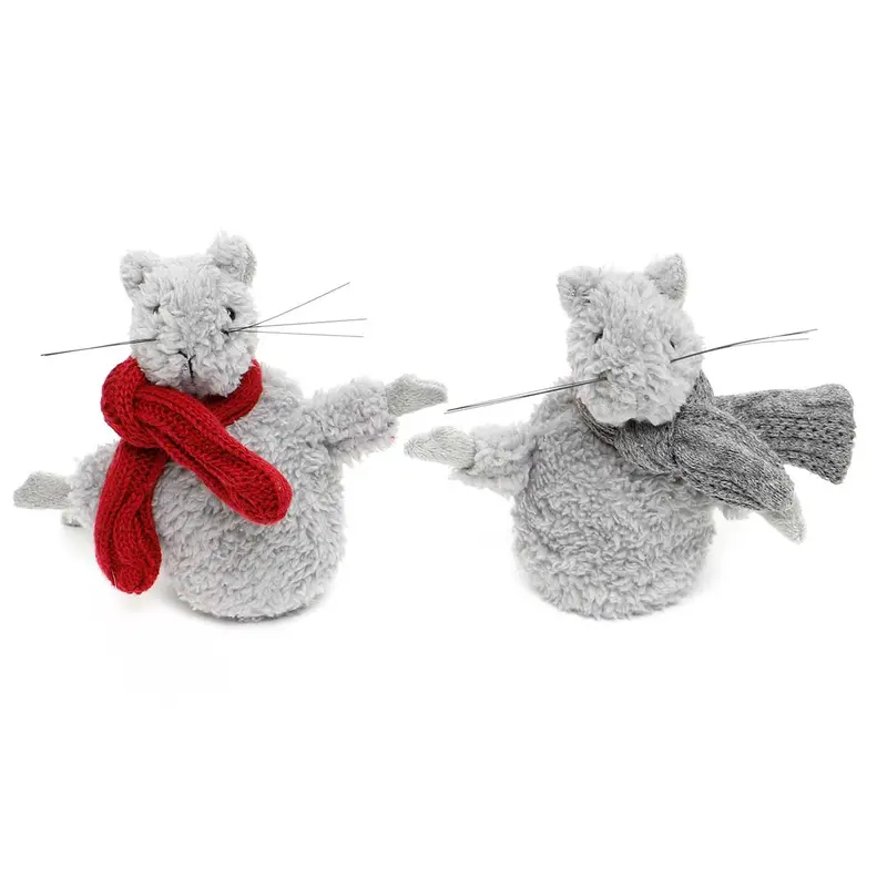 Pair Of Adorable Christmas Mouse Figurines With Cozy Scarves 1