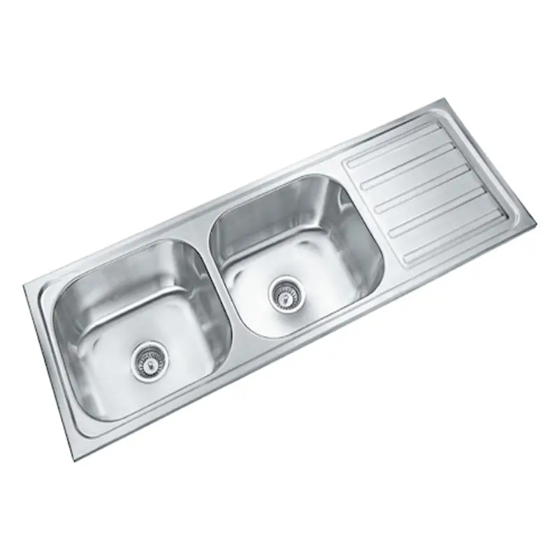 Parryware Coral Double-Bowl Sink With Integrated Drain – Folded Edge & Gloss Finish (Model C856181) 1