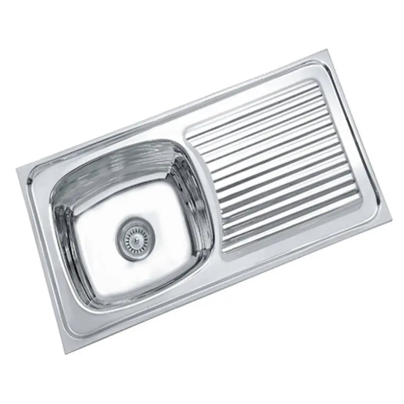 Parryware Coral Single-Bowl Sink Featuring Dedicated Drain Board – Folded Edge & Glossy Surface (Model C853199) 1