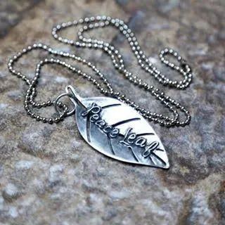 Peace Leaf Pendant On 30-Inch Ball Chain 1
