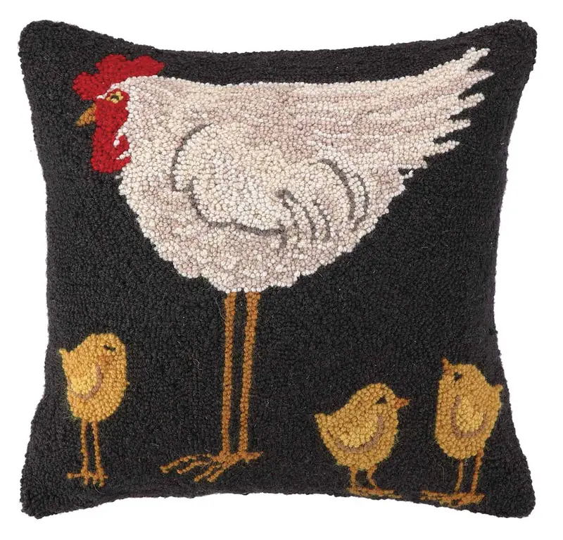 Peking Handicraft Hen And Chicks Hook Pillow – Farmhouse-Style Wall Hanging 1