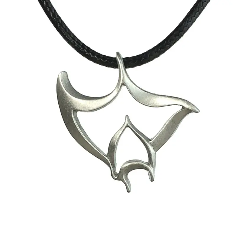 Pewter "Big Ray" Manta Ray Cord Necklace – Eco Cord Strap 1