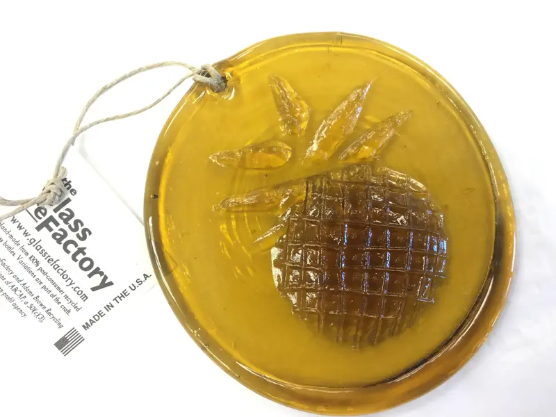 Pineapple Recycled Glass Sun Catcher (Amber) 1
