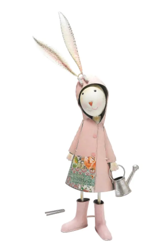 Pink Bunny Metal Garden Statuette 1