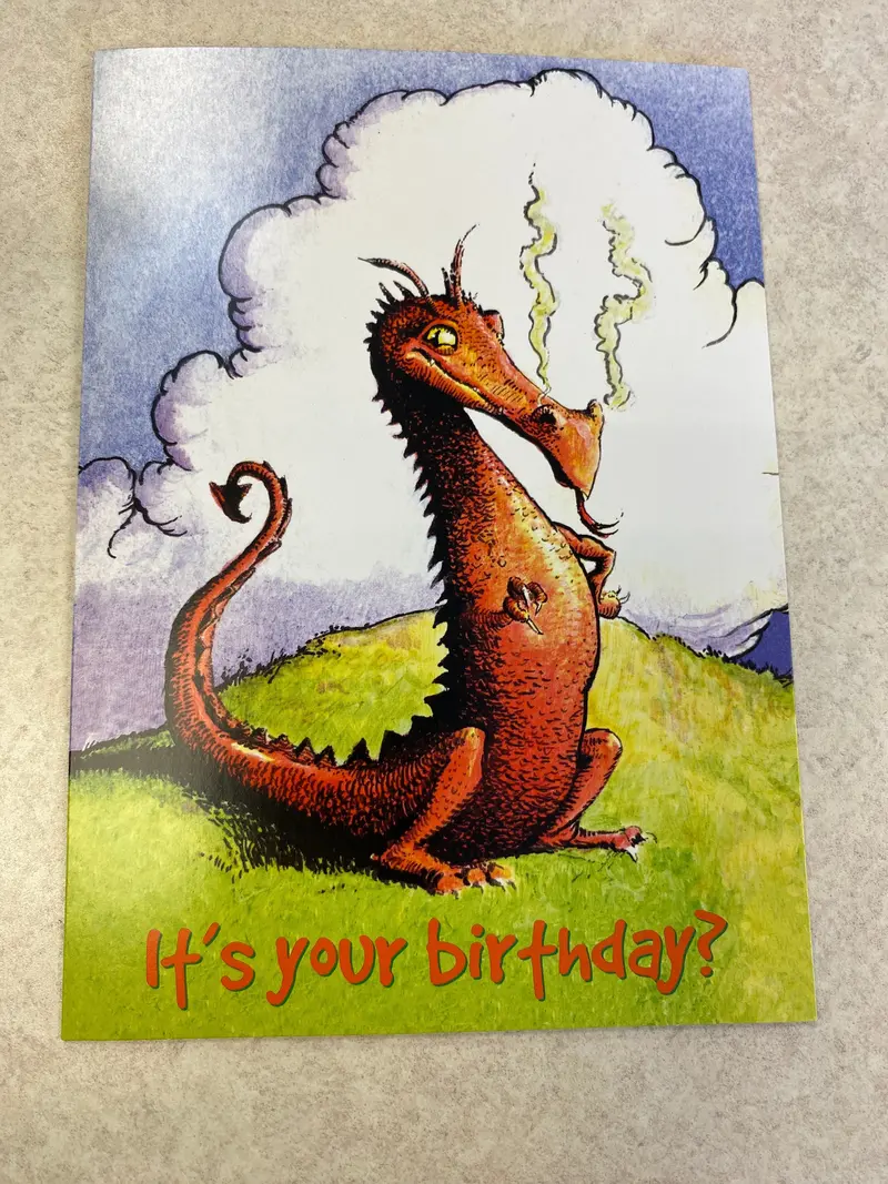 Playful Sass Dragon Themed Greeting Card 1