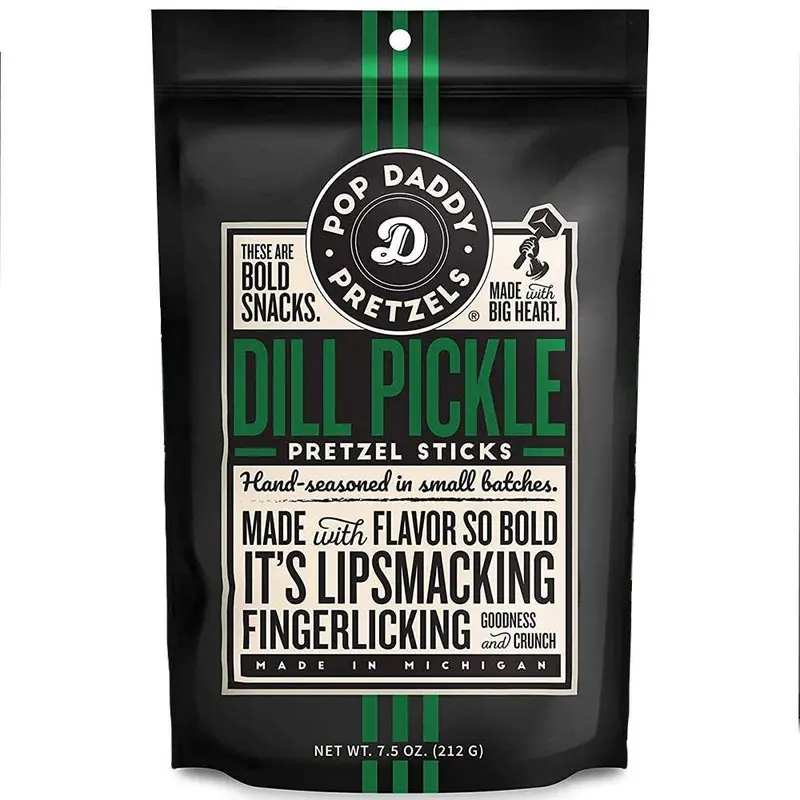 Pop Daddy Dill Pickle Pretzel Sticks – 7.5 Oz Bulk Snack Pack 1