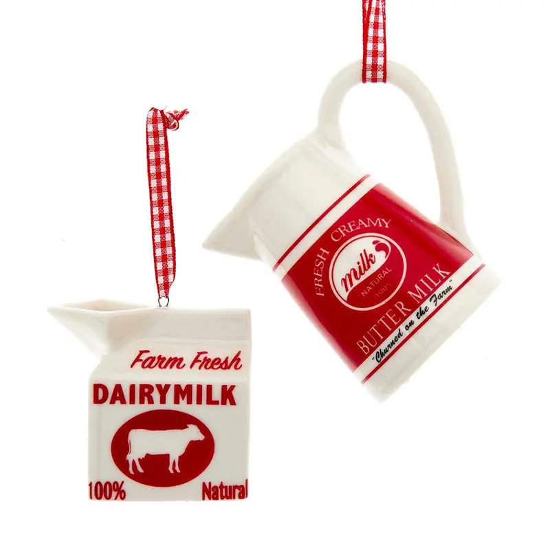 Porcelain Milk Carton And Pot Holiday Ornaments By Kurt S. Adler (2-Pack Assorted) 1