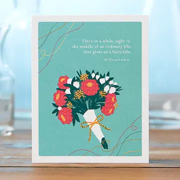 Positively Green Wedding Card: "Once In A While, Love Gives Us A Fairy Tale" 1